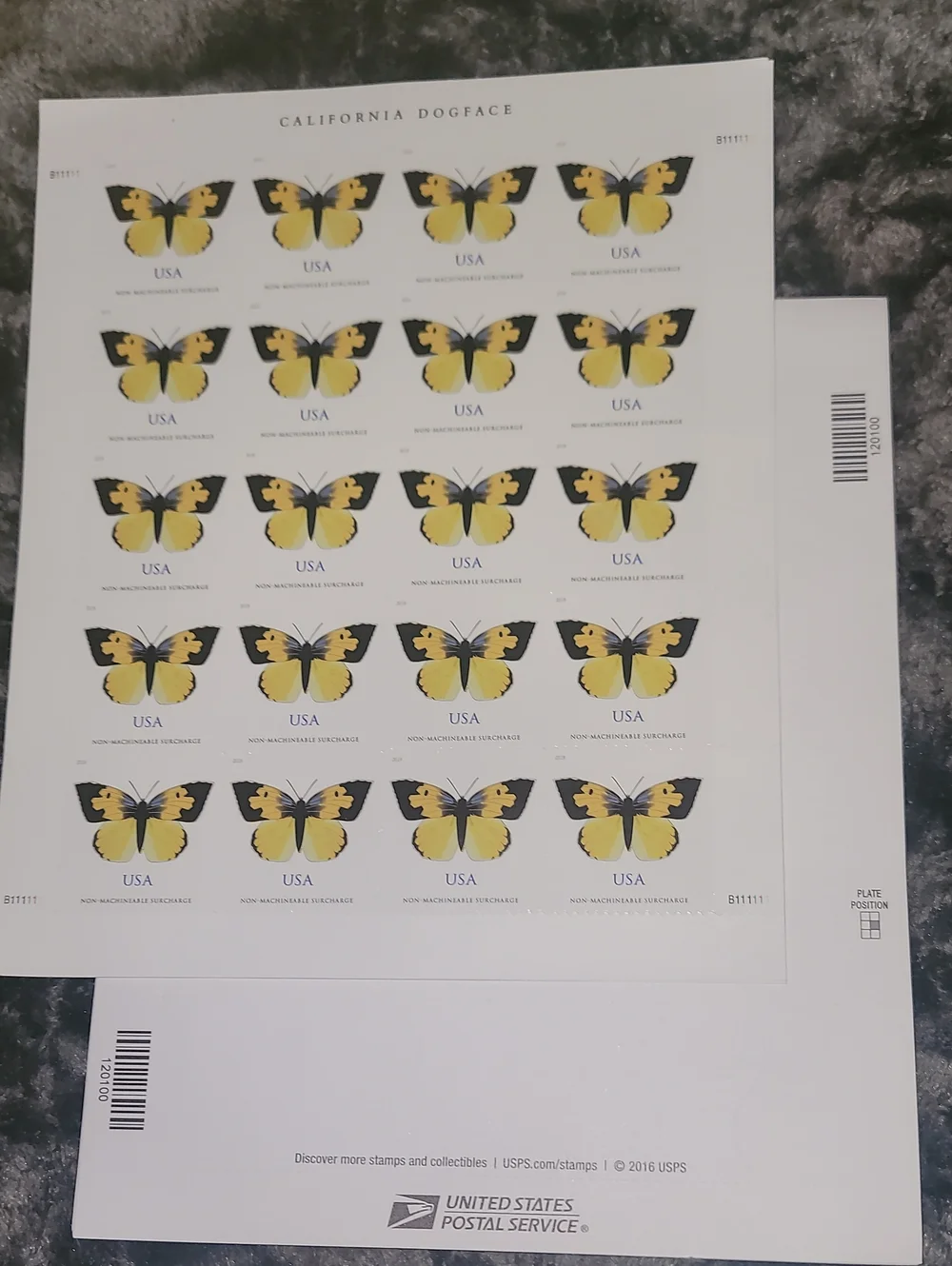 100 USPS Non-Machinable Surcharge Stamps Square Irregular‎ Envelopes Butterfly